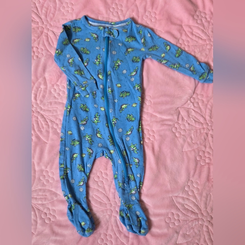 Joe Fresh Blue Space Dino Print Kids Footie